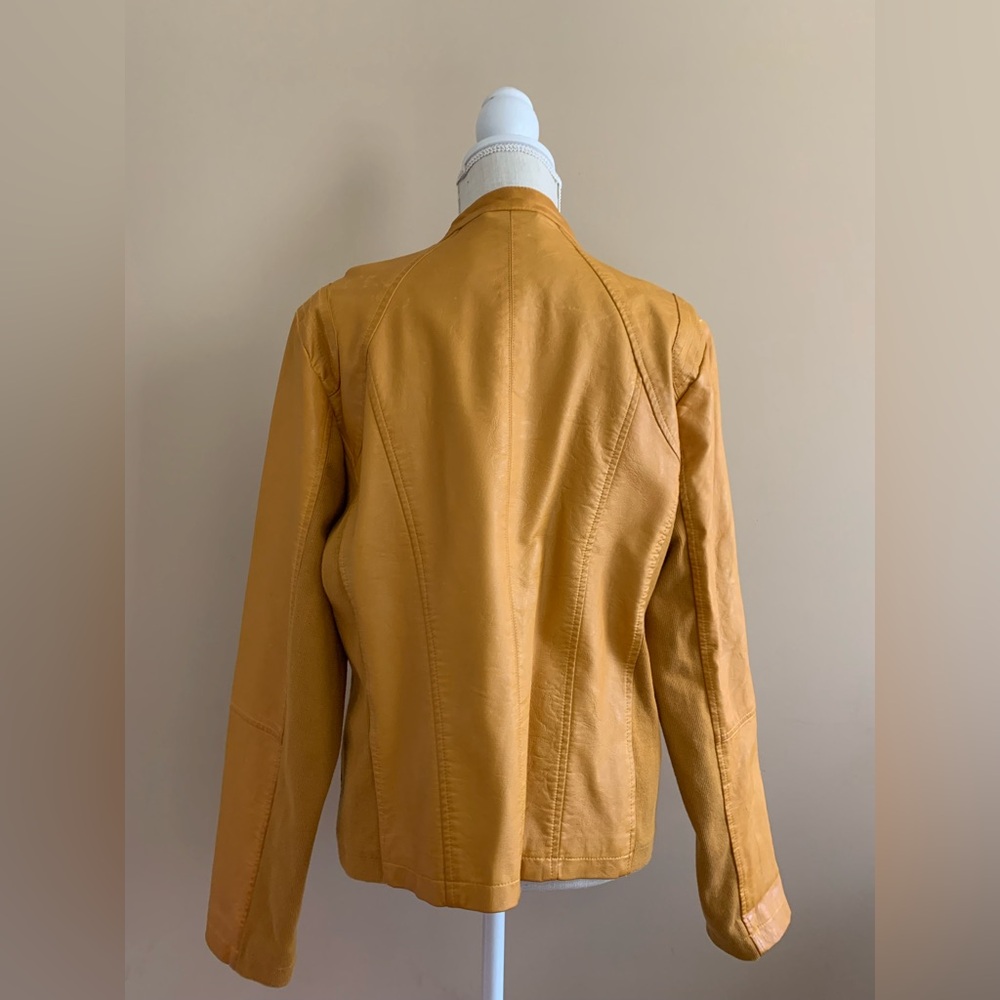 Women's Mustard Yellow Moto Jacket - Picture 5 of 11